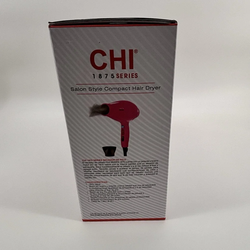 CHI 1875 Series Pink Salon Style‎ Compact Hair Dryer Powerful and Light Weight